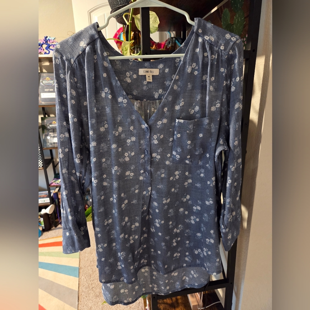 Blue Floral Women's Top